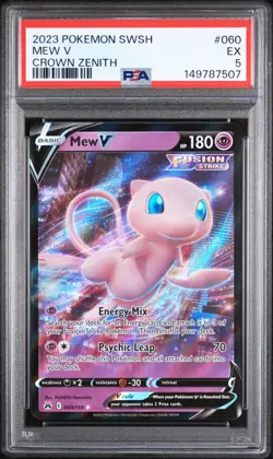 2023 POKEMON SWORD & SHIELD CROWN ZENITH #060 MEW V PSA 5 - Image 1