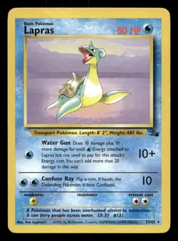 Lapras 25/62 Fossil Unlimited HP/DMG Pokemon - Image 1
