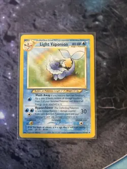 Pokemon TCG Light Vaporeon Neo Destiny Card 52/105 Unlimited Uncommon, Vintage - Image 1