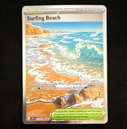 Surfing Beach 114/086 Trainer Stadium English Pokemon Card TCG Near Mint NM - Image 1