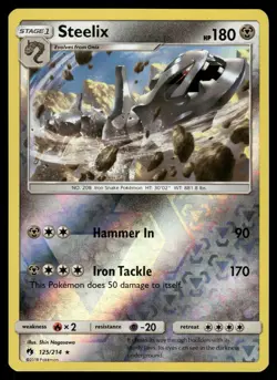 Steelix 125/214 Rare Lost Thunder Pokemon Reverse Holo Near Mint - Image 1