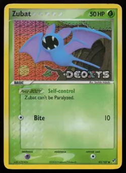 Zubat 83/107 Reverse Holo Stamp Common Deoxys Pokemon English MP - Image 1