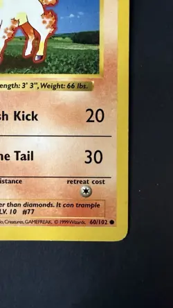 Ponyta 060/102 Shadowless 1st Edition Pokemon Base Set - Image 3