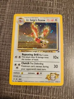 Lt Surge's Fearow 7/132 Gym Heroes Set Unlimited Edition Holo Pokemon TCG NM - Image 1