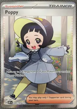 Pokemon TCG Poppy Trainer Obsidian Flames Holo Ultra Rare Card 220/197 - Image 1
