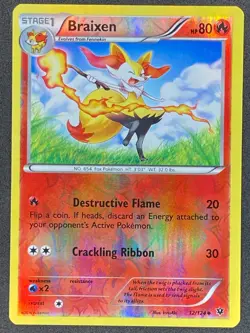 Pokemon Braixen Reverse Holo 12/124 FCO Fates Collide LP/NM - Image 1