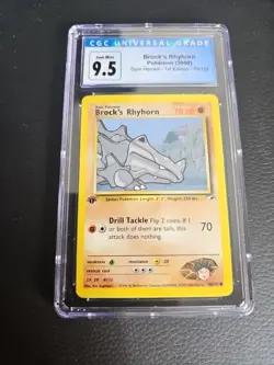 Pokemon 1st edition gym heros brox’s rhyhorn CGC 10 9.5 (pop 27) - Image 1