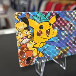Pikachu on Gyarados Prism Holo Pocket Monsters Bandai Vending Sticker Carddass - Image 2