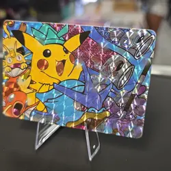 Pikachu on Gyarados Prism Holo Pocket Monsters Bandai Vending Sticker Carddass - Image 3