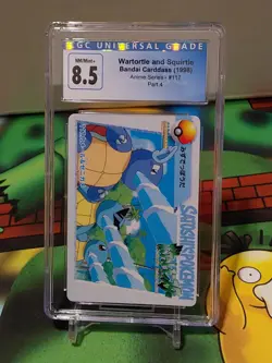1998 Japanese Pokemon Bandai Carddass Anime Wartortle And Squirtle #117 CGC 8.5 - Image 1