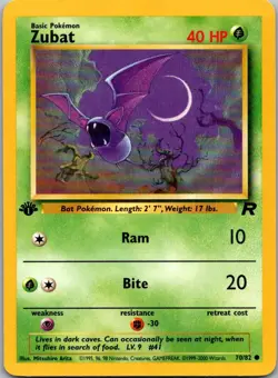 Zubat 70/82 Common Team Rocket Pokemon 1st Edition Near Mint - Image 1