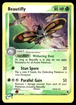 Pokemon Cards Beautifly 2/109 Holo Ruby & Sapphire Holo Rare MP *SURFACE DAMAGE* - Image 1