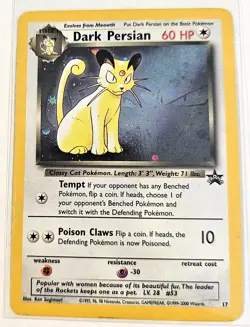 Pokemon 2000 Black Star Promo Dark Persian 17 Holo LP - Image 1