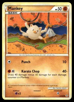 Mankey Unleashed Common 53/95 2010 Pokemon TCG - Image 1