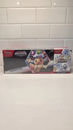 Pokemon Prismatic Evolutions Surprise Box & Booster Sam's Club Bundle NEW SEALED - Image 1