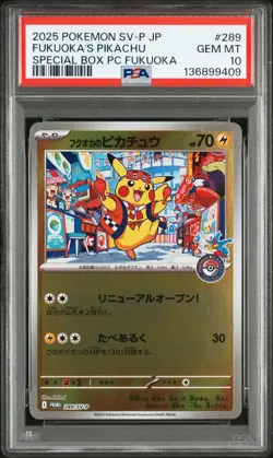 2025 POKEMON JAPANESE SV-P PROMO #289 FUKUOKA'S PIKACHU PSA 10 - Image 1