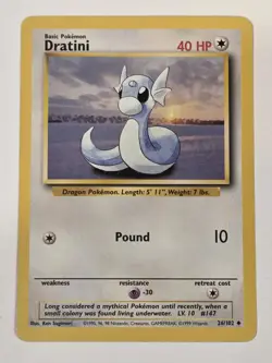 1999 Dratini 26/102 Uncommon Base Set Unlimited Pokemon NM - Image 1