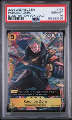 Roronoa Zoro 113 Illustration Box Vol.3 One Piece Promo One Piece PSA 10 - Image 1