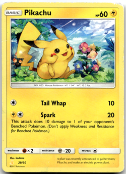 Pikachu 29/30 Trainer Kit Pokemon Card HP - Image 1