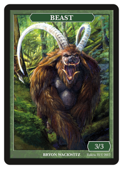 Beast 3/3 Green Token Artist Bryon Wackwitz MTG Magic Token Givememana - Image 1