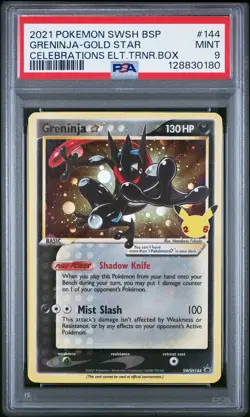 2021 POKEMON SWSH BLACK STAR PROMO #144 GRENINJA-GOLD STAR PSA 9 - Image 1