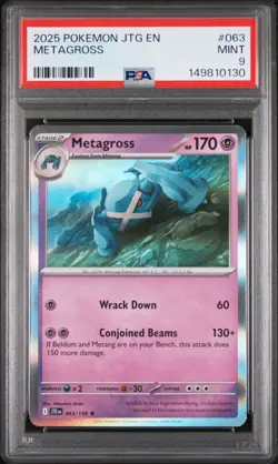 2025 POKEMON JTG EN-JOURNEY TOGETHER #063 METAGROSS PSA 9 - Image 1