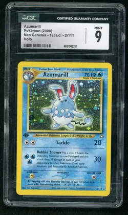 Azumarill 2/111 Neo Genesis 1st Edition Holo Pokemon Double Swirl Rare CGC 9 - Image 1