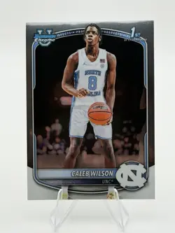 2025-26 Bowman Chrome University Caleb Wilson 1st Bowman #BCP-83 North Carolina - Image 1