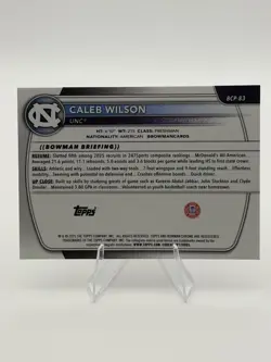 2025-26 Bowman Chrome University Caleb Wilson 1st Bowman #BCP-83 North Carolina - Image 2