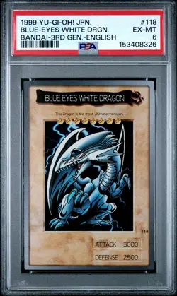 1999 YU-GI-OH! JAPANESE BANDAI-3RD GENERATION #118 BLUE-EYES WHITE DRAGON PSA 6 - Image 1