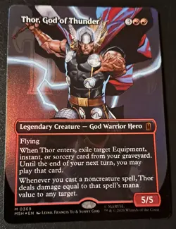 MTG Marvel Super Heroes - Thor, God of Thunder (M 0369) Borderless Foil - Image 1