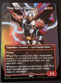 MTG Marvel Super Heroes - Thor, God of Thunder (M 0369) Borderless Foil - Image 3