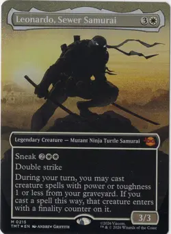 Leonardo, Sewer Samurai (Borderless) #215 (Foil) NM MTG Ninja Turtles TMNT - Image 1