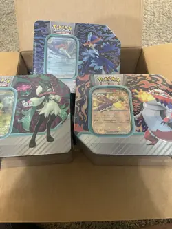 Pokemon TCG 2023 Paldea Partners Tin Case of (6) Sealed Tins - Two of Each Type - Image 2