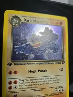 Dark Machamp 10/82 Holo Team Rocket 1st Edition Galaxy Swirl 🌀 MP 🥋✨ - Image 3
