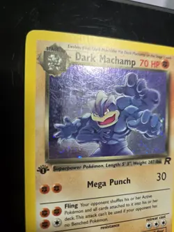 Dark Machamp 10/82 Holo Team Rocket 1st Edition Galaxy Swirl 🌀 MP 🥋✨ - Image 4