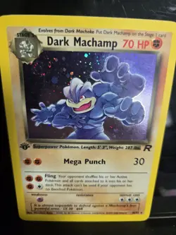Dark Machamp 10/82 Holo Team Rocket 1st Edition Galaxy Swirl 🌀 MP 🥋✨ - Image 5