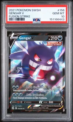 2021 POKEMON SWORD & SHIELD FUSION STRIKE #156 GENGAR V PSA 10 - Image 1
