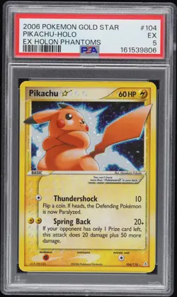 2006 POKEMON EX HOLON PHANTOMS GOLD STAR #104 PIKACHU-HOLO PSA 5 - Image 1