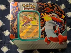 Pokemon TCG Paldea Partners Skeledirge EX Tin 5 Booster Packs Factory Sealed - Image 1