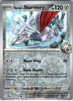 Steven's Skarmory 142/182 Common Destined Rivals Pokemon Reverse Holo Near Mint - Image 1