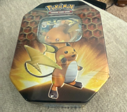 Pokemon TCG Hidden Fates Tin (4 Packs) + Raichu GX Promo NEW Sealed 820650804816 - Image 1