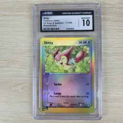 CGC 10 Skitty 71/109 71 EX Ruby & Sapphire Reverse Holo Common 2003 Pokemon Card - Image 1