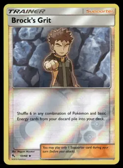 Brock's Grit 53/68 Uncommon Hidden Fates Pokemon Reverse Holo NM/M - Image 1