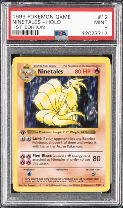 1999 POKEMON GAME 1ST EDITION #12 NINETALES-HOLO PSA 9 - Image 1