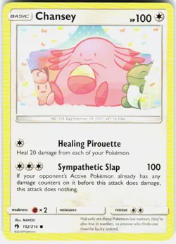 Chansey 152/214 Common Lost Thunder Pokemon Lightly Played - Image 1