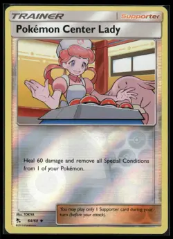 Pokemon Center Lady 64/68 Hidden Fates Pokemon Reverse Holo NM/M AA-276 - Image 1