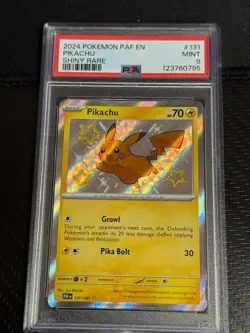 2024 Pokemon Pikachu 131/091 SV: Paldean Fates Holo Shiny Rare PSA 9 - Image 1