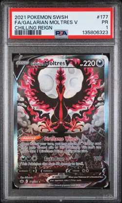 2021 POKEMON SWORD & SHIELD CHILLING REIGN #177 FA/GALARIAN MOLTRES V PSA 1 - Image 1