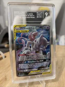 2019 POKEMON SM BLACK STAR PROMO #SM191 FULL ART/MEWTWO & MEW GX TAG 9 - Image 1